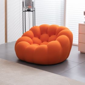 Modern Upholstered fabric lazy sofa chair; orange - orange