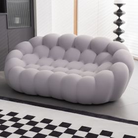 Modern Upholstered fabric bubble loveseat sofa;  gray - gray