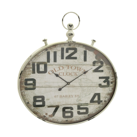 DecMode 36" White Metal Pocket watch Style Wall Clock - DecMode