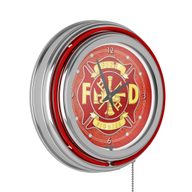 Fire Fighter 14 Inch Neon Wall Clock - Fire Fighter