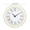 DecMode 24" White Metal Wall Clock with Gold Frame and Radial Beading - DecMode