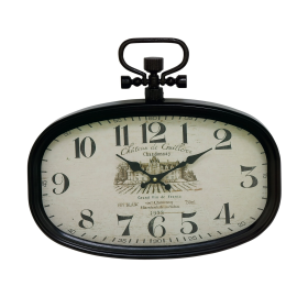 DecMode 18" x 16" White Metal Pocket Watch Style Wall Clock - DecMode