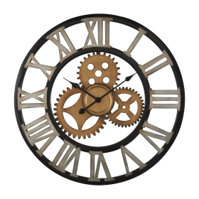 DecMode 30" Brown Metal Gear Wall Clock - DecMode