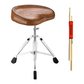 5 Core Drum Throne Saddle Brown| Height Adjustable Padded Drum Seat| Stools Chair Style with Double Braced Anti-Slip Feet, Comfortable Seat for Drumme