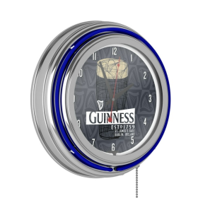 Guinness Chrome Double Rung Neon Clock - Guinness