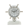 DecMode 8" Silver Stainless Steel Ship Wheel Clock with Marble Base - DecMode