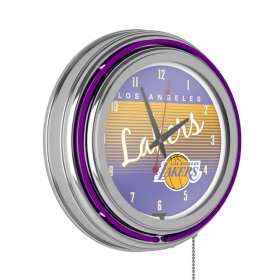 Los Angeles Lakers Hardwood Classics NBA Chrome Neon Clock - NBA