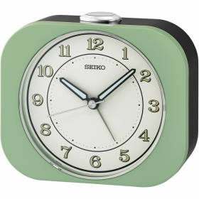 Seiko 4 inch Kyoda Beep Alarm Metallic Green Mid-Century Modern Analog Quartz Desk Clock QHE195MLH - Seiko