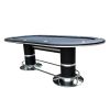 INO Design Elite 96Inch 10 Players Oval Black Speed Cloth Casino Table Felt Playing Surface Pedestal Base Poker Game Table - as Pic