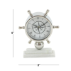 DecMode 8" Silver Stainless Steel Ship Wheel Clock with Marble Base - DecMode